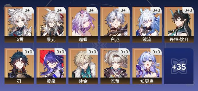 崩坏：星穹铁道58黄 35角色黄 23光锥黄 24五星角色 11五星光锥 70级 女主