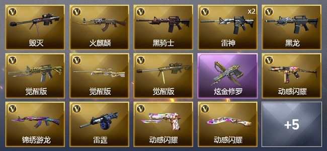 穿越火线（CF）1炫金武器 16V武器 1V角色 14皮肤 可排位 新锐