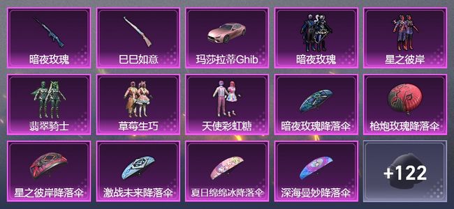 和平精英1载具 2升级枪 5粉装 56套装 30403热力 1印记