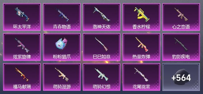 和平精英4载具 15升级枪 18粉装 6尾迹 309套装 154828热力 31印记