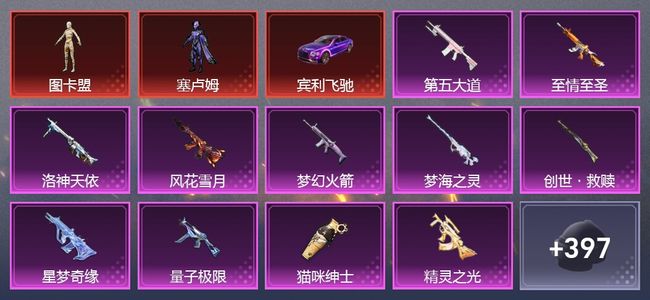 和平精英8载具 22升级枪 15粉装 12尾迹 232套装 11,8240热力 17印记