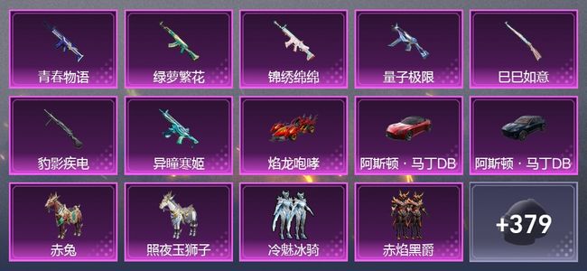 和平精英5载具 7升级枪 16粉装 6尾迹 236套装 9,8834热力 18印记