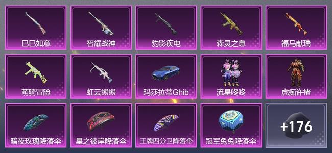 和平精英【苹果版】1载具 7升级枪 2粉装 0尾迹 128套装 47244热力 6印记