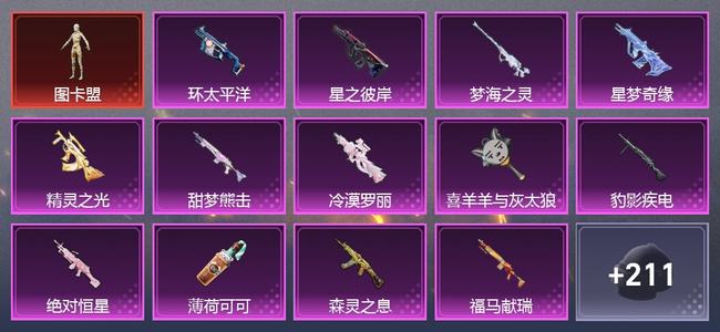 和平精英0载具 22升级枪 6粉装 10尾迹 130套装 74284热力 6印记