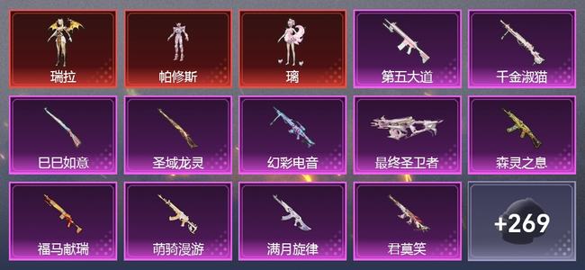 和平精英3载具 13升级枪 11粉装 6尾迹 187套装 83795热力 9印记