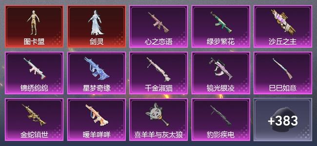 和平精英10载具 19升级枪 10粉装 12尾迹 216套装 112526热力 20印记