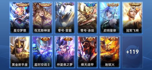 王者荣耀2典藏 1星传说 9传说 23史诗 128皮肤 荣耀黄金I