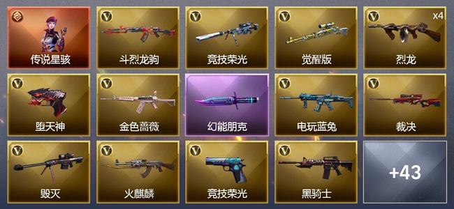穿越火线（CF）1传说角色 1传说武器 4王者武器 67V武器 6V角色 19皮肤 可排位