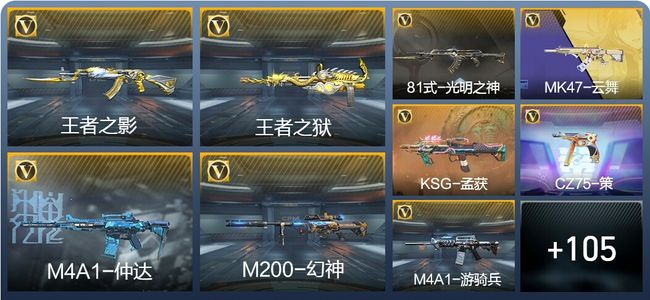 穿越火线：枪战王者V5 4王者武器 114英雄武器 1英雄角色 208万化 枪圣S