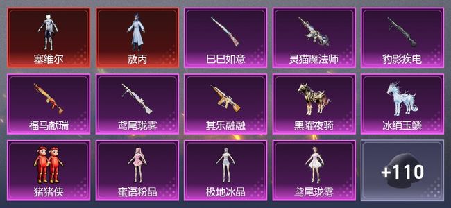 和平精英3载具 6升级枪 4粉装 7尾迹 128枪皮 75套装 4,3595热力 9印记