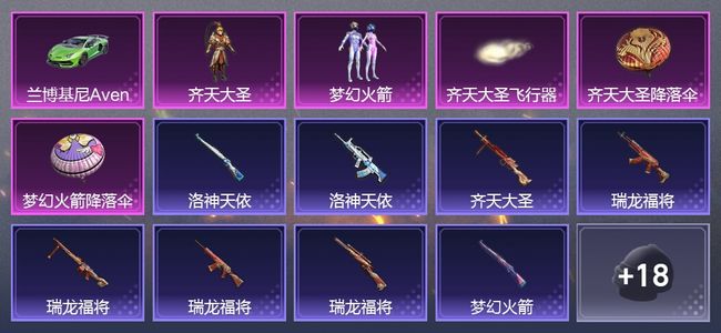 和平精英1载具 2粉装 1尾迹 15枪皮 20套装 7875热力 0印记
