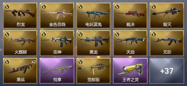 穿越火线（CF）2王者武器 3炫金武器 51V武器 1V角色 22皮肤 可排位 新锐