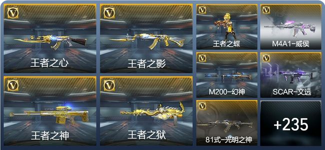 穿越火线：枪战王者V7 25王者武器 273英雄武器 5英雄角色 535万化 枪皇S