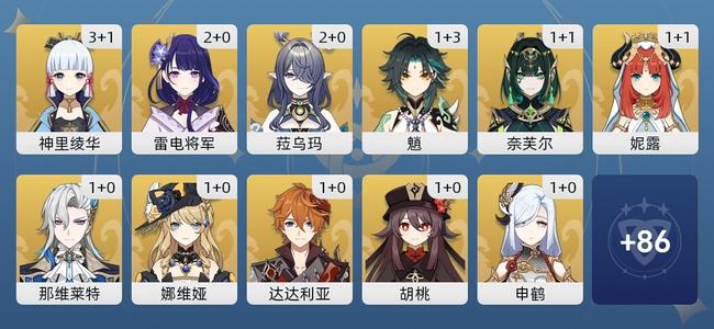 原神108黄 86角色黄 22武器黄 51五星角色 16五星武器 男主 60级