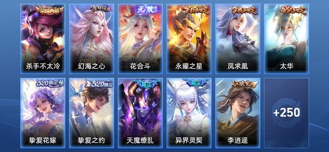王者荣耀V8 1典藏 1星传说 15传说 68史诗 261皮肤 123英雄 非凡王者