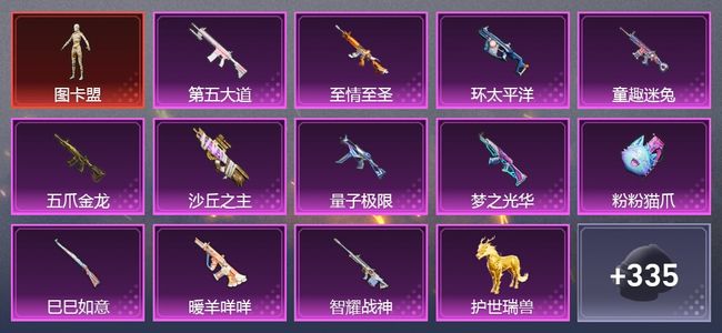 和平精英2载具 18升级枪 16粉装 319枪皮 241套装 0印记