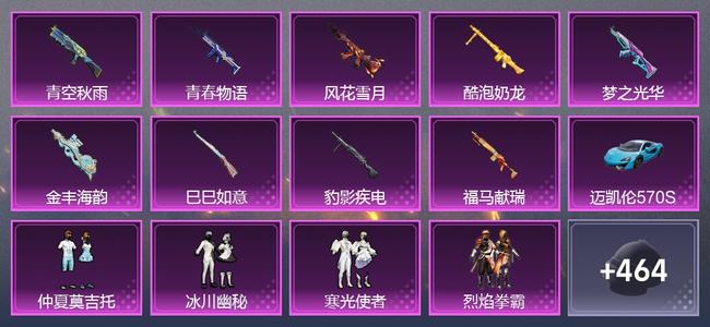 和平精英【苹果版】1载具 9升级枪 10粉装 0尾迹 224套装 92561热力 17印记