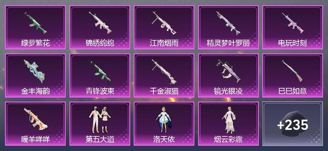 和平精英0载具 17升级枪 5粉装 0尾迹 200套装 0热力 0印记