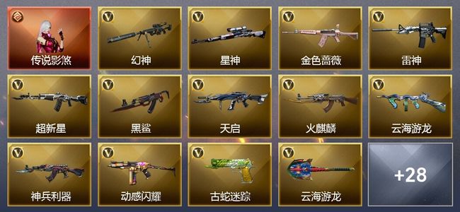 穿越火线（CF）1传说角色 28V武器 2V角色 13皮肤 可排位 新锐