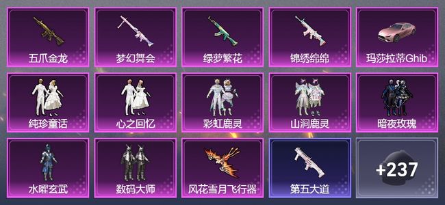 和平精英【苹果版】1载具 5升级枪 8粉装 226枪皮 175套装 皇冠
