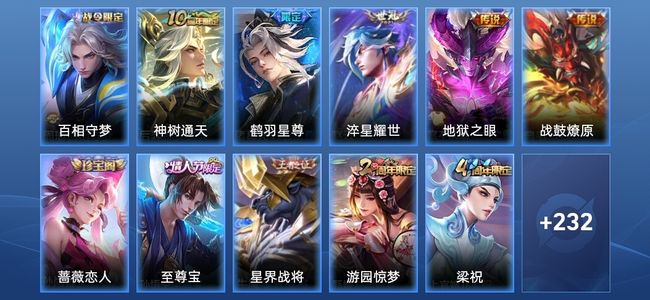 王者荣耀V7 1星传说 5传说 54史诗 244皮肤 无双王者