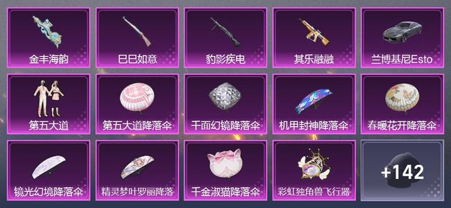 和平精英【苹果版】1载具 4升级枪 1粉装 0尾迹 64套装 30536热力 3印记