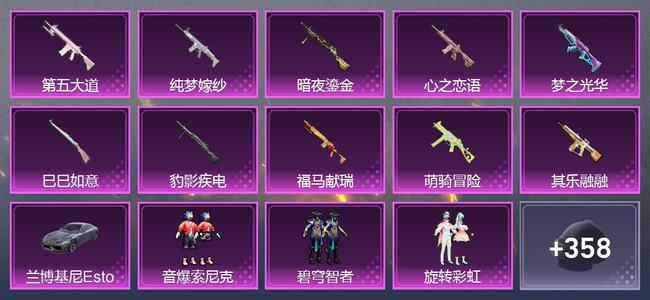 和平精英【苹果版】1载具 10升级枪 15粉装 0尾迹 208套装 0热力 23印记
