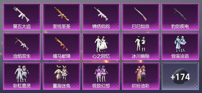 和平精英7升级枪 10粉装 1尾迹 124套装 54845热力 9印记