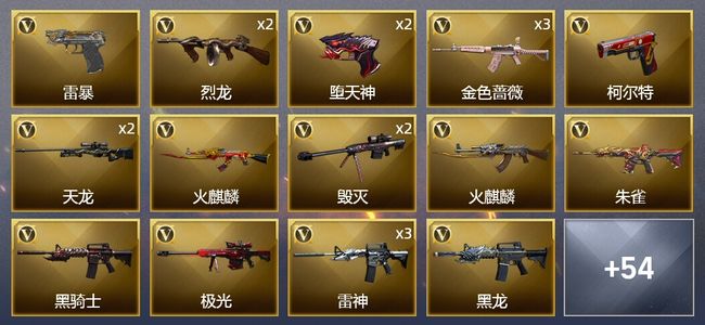 穿越火线（CF）4王者武器 1炫金武器 100V武器 2V角色 24皮肤 可排位 新锐