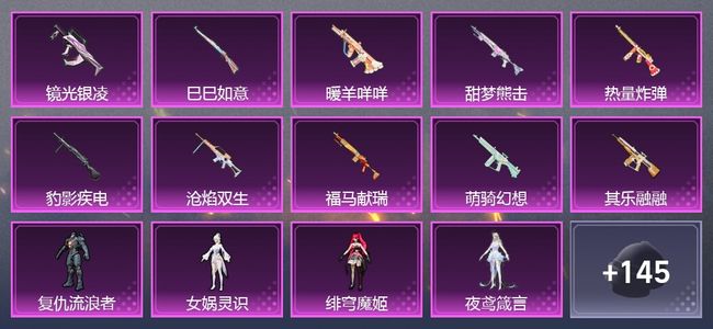 和平精英10升级枪 4粉装 1尾迹 152枪皮 116套装 41737热力 8印记