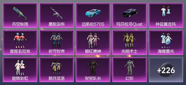 和平精英2载具 2升级枪 11粉装 1尾迹 151枪皮 118套装 50229热力 8印记