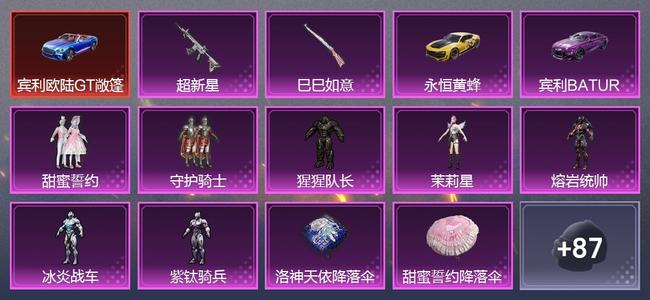 和平精英3载具 2升级枪 6粉装 0尾迹 57套装 30176热力 3印记