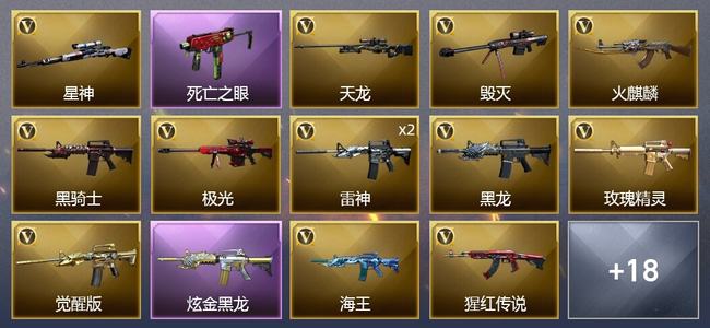 穿越火线（CF）1炫金武器 29V武器 1V角色 17皮肤 可排位 新锐