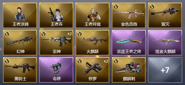 穿越火线（CF）2王者武器 1炫金武器 15V武器 12皮肤 可排位 枪王