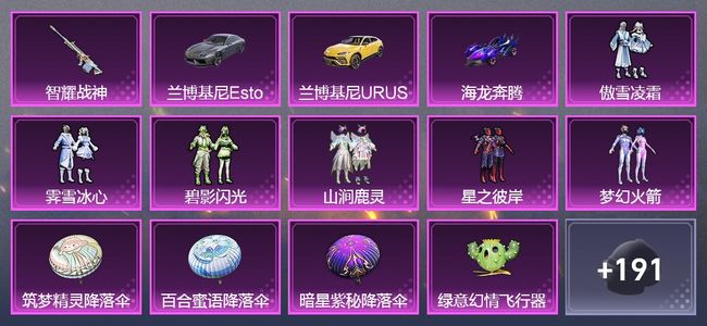和平精英3载具 1升级枪 6粉装 114套装 47573热力 5印记