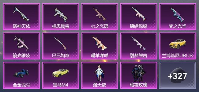 和平精英5载具 14升级枪 14粉装 3飞行器 200套装 92427热力 16印记