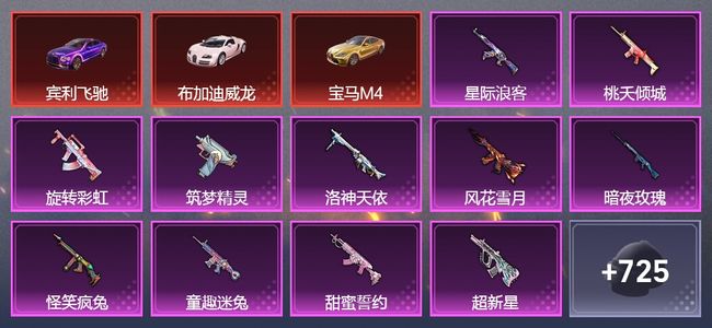 和平精英16载具 24升级枪 52粉装 25飞行器 357套装 223851热力 22印记