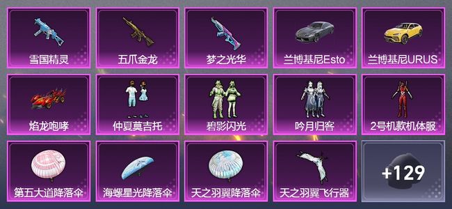 和平精英3载具 3升级枪 4粉装 64套装 33753热力 7印记