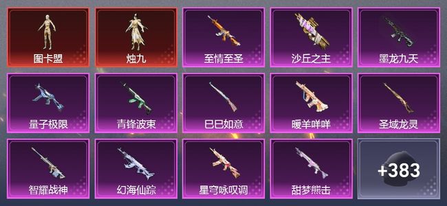 和平精英5载具 18升级枪 13粉装 12尾迹 193套装 106591热力 15印记