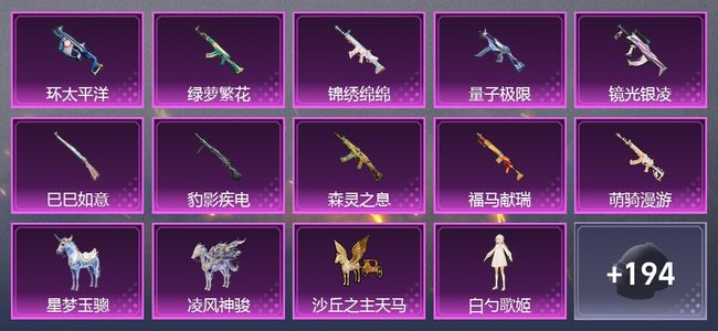 和平精英2载具 10升级枪 6粉装 4尾迹 121套装 5,7421热力 13印记