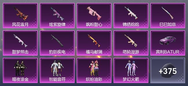 和平精英1载具 9升级枪 12粉装 3尾迹 279枪皮 232套装 88884热力 7印记