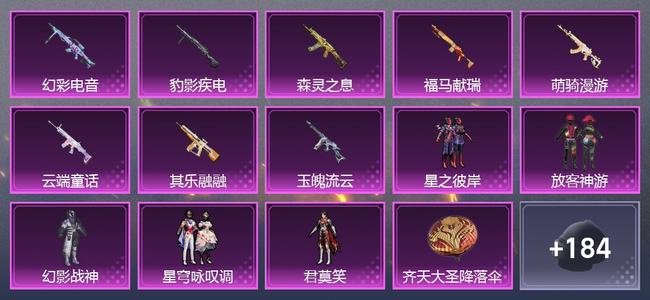 和平精英0载具 8升级枪 5粉装 6尾迹 170枪皮 127套装 51123热力 8印记
