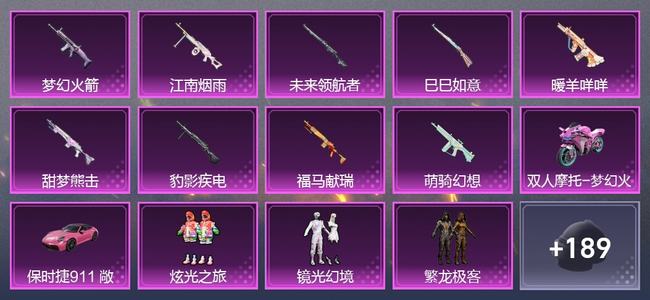 和平精英【苹果版】2载具 9升级枪 9粉装 3尾迹 119套装 67299热力 7印记