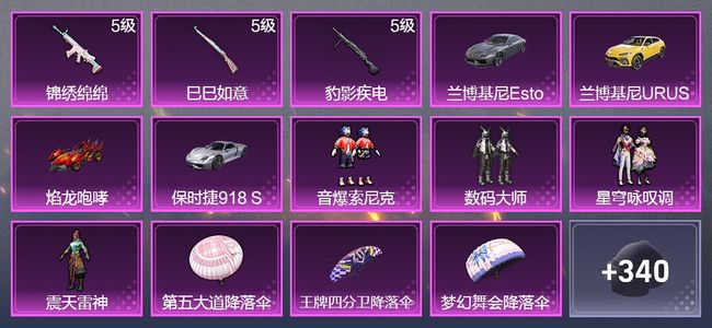 和平精英4载具 3升级枪 4粉装 195枪皮 163套装 64206热力 17印记 王牌