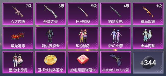 和平精英1载具 5升级枪 5粉装 1尾迹 209枪皮 156套装 62430热力 11印记