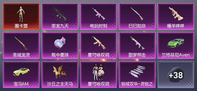 和平精英【苹果版】2载具 8升级枪 1粉装 0尾迹 70套装 0热力 8印记