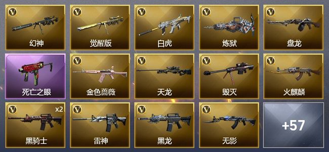 穿越火线（CF）4王者武器 1炫金武器 55V武器 1V角色 23皮肤 可排位