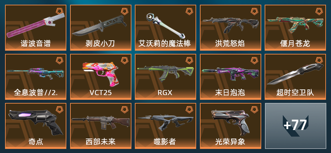 无畏契约28橙皮 6紫皮 91皮肤 62210皮肤总价值 1080已用源晶 白银
