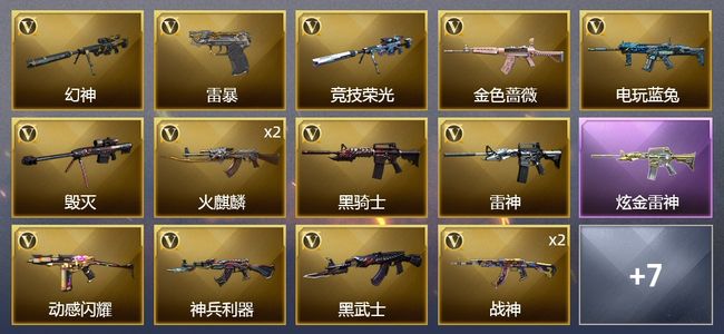 穿越火线（CF）1炫金武器 27V武器 15皮肤 可排位 专家