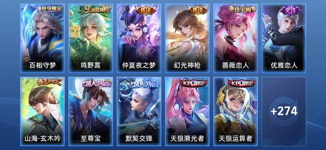 王者荣耀V7 3传说 74史诗 286皮肤 尊贵铂金I